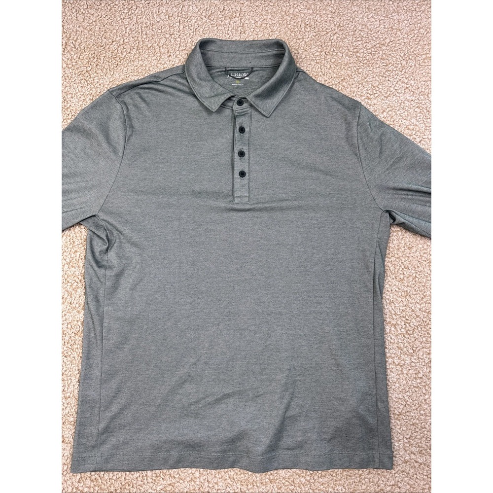 J Crew Oarsman Modern Polo Shirt Long Sleeve Men's M Gray Performance Stretch